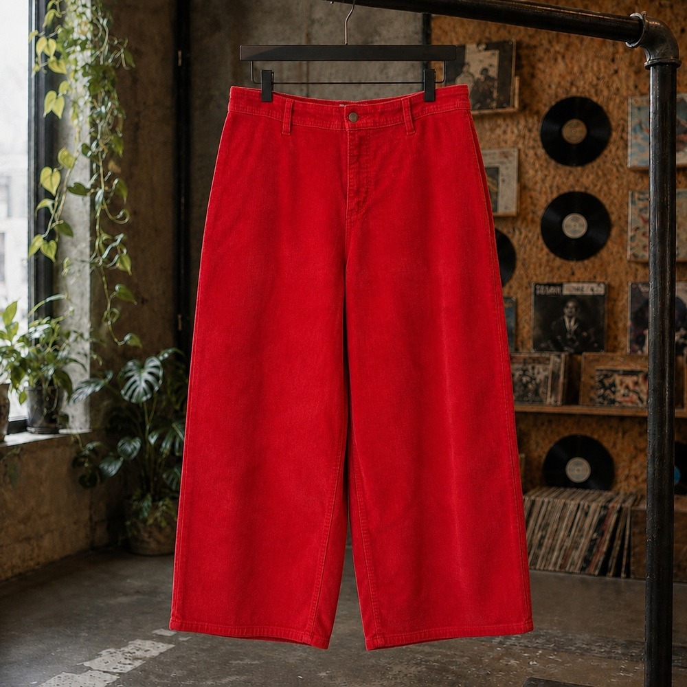 Universal Thread Sailor Wide Leg Corduroy Pants Red 16R High Rise Retro Cotton